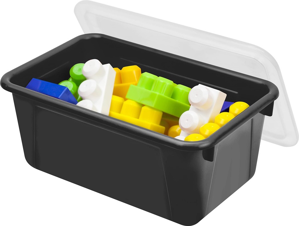 Small Cubby Bins – Plastic Storage Containers for Classroom with Non-Snap Lid...