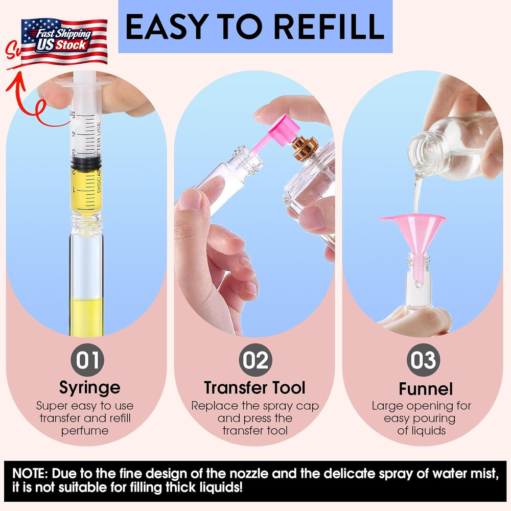 6 Pack 8ML Empty Perfume Atomizer Cologne Travel Spray Bottle for Refill Portabl