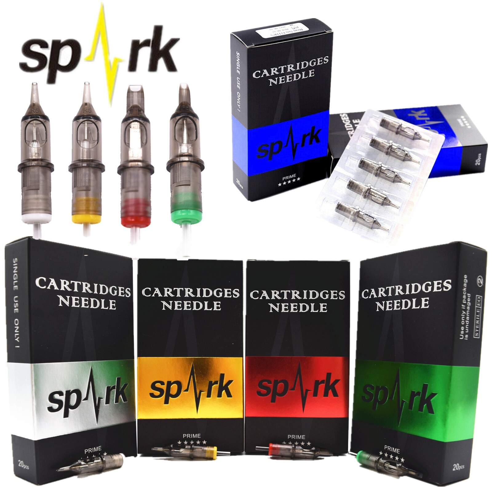 20PCS Spark Tattoo Sterilized Disposable Cartridge Tattoo RL, RS, M1, RM