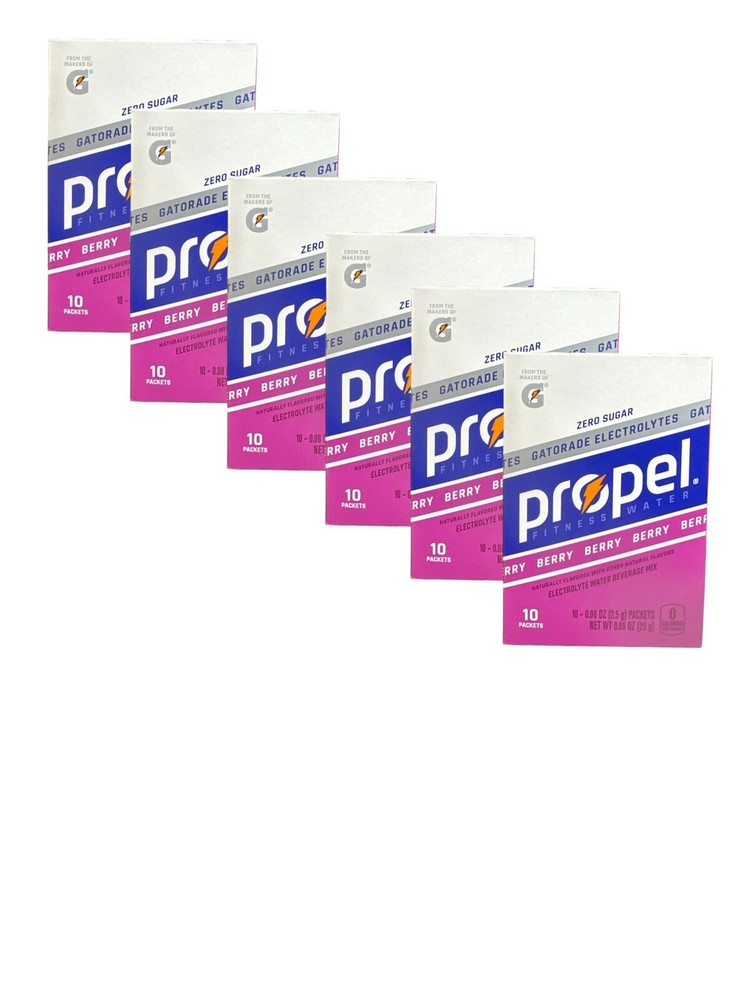 6 Boxes Propel Electrolyte Powder Packets, Berry 60 Packets Total