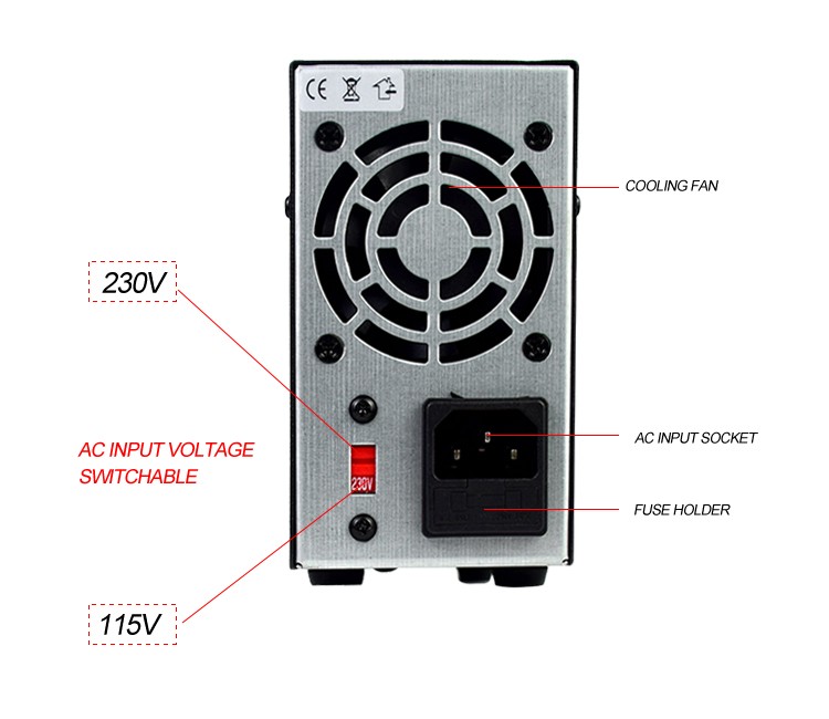 Adjustable 0-30V 10A DC Power Supply Variable Regulated Lab 4-Digits LED Display