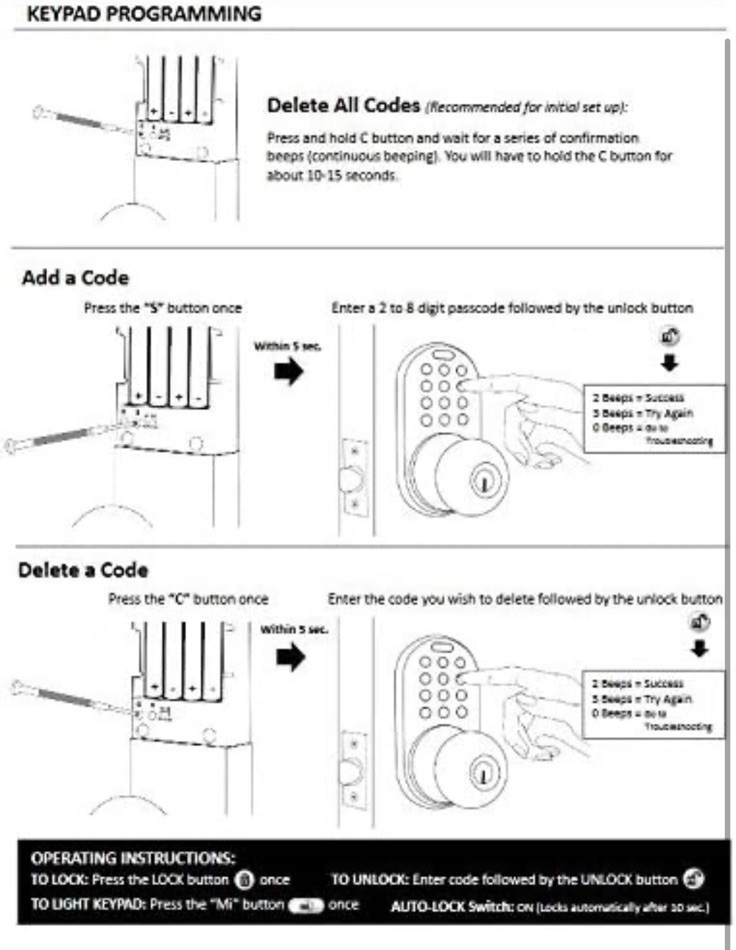 Keyless Entry Door Lock Keypad Deadbolt Front Door Electronic Code Lock Knob