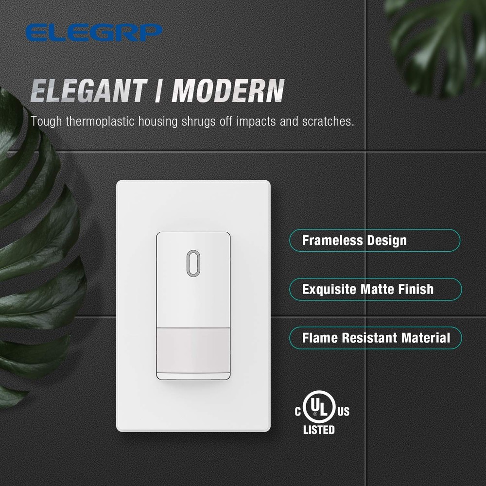 Single Pole Occupancy Motion Sensor Light Switch, PIR Infrared Motion Activated