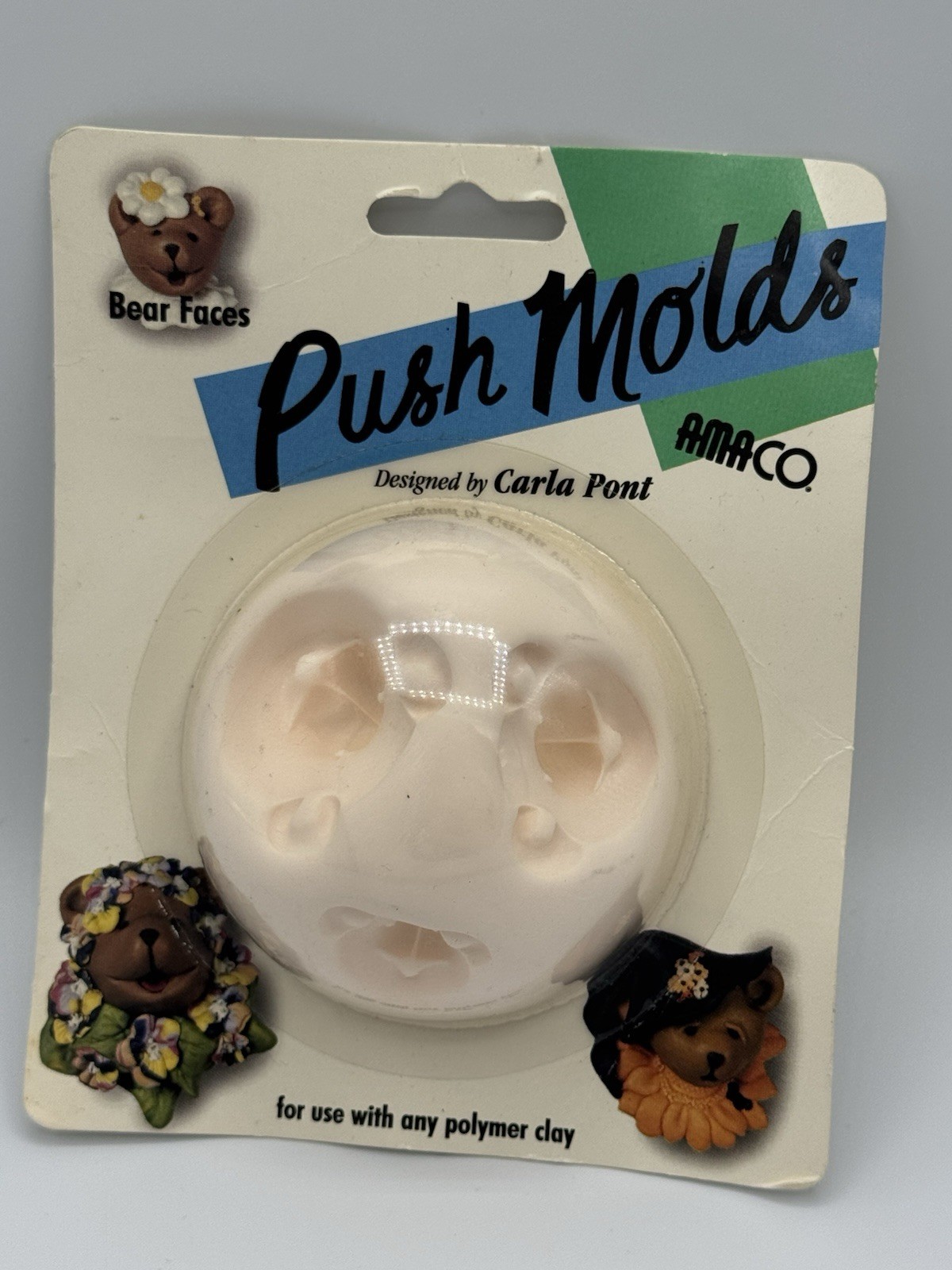 Vintage AMACO Bear Faces Push Mold Designed by Carla Pont 1998