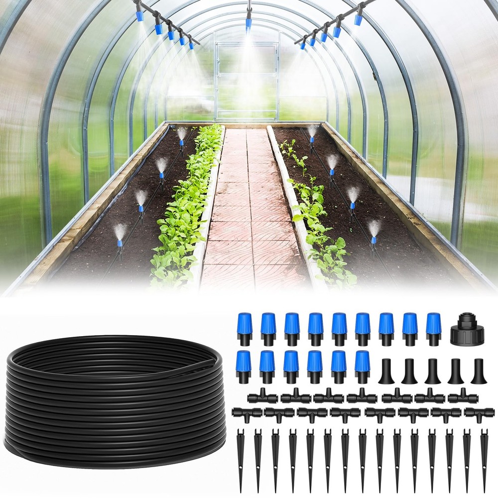 MIXC 65FT Greenhouse Watering System Automatic Mist Irrigation Kit