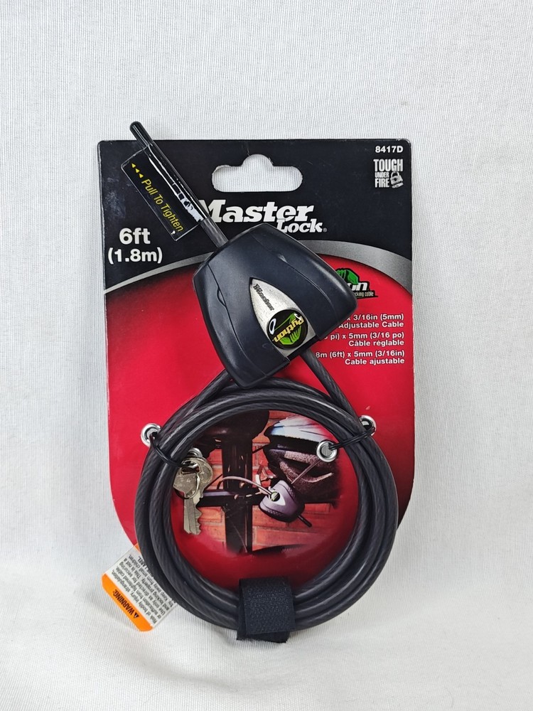 NWT MASTER Lock PYTHON 6 FT Adjustable Locking Cable 8417D Bike Lock NEW!