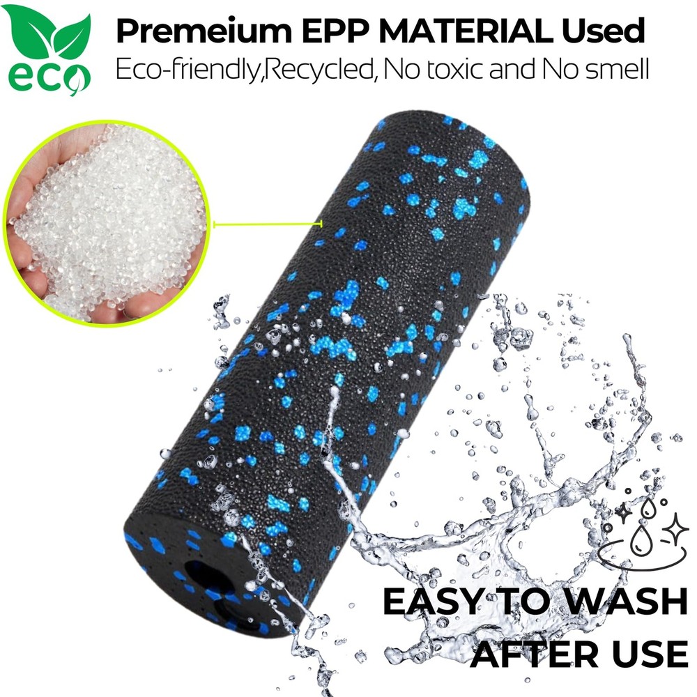 Mini Massage Foam Roller High Density - 100% Recycled Non-Material - Portable...