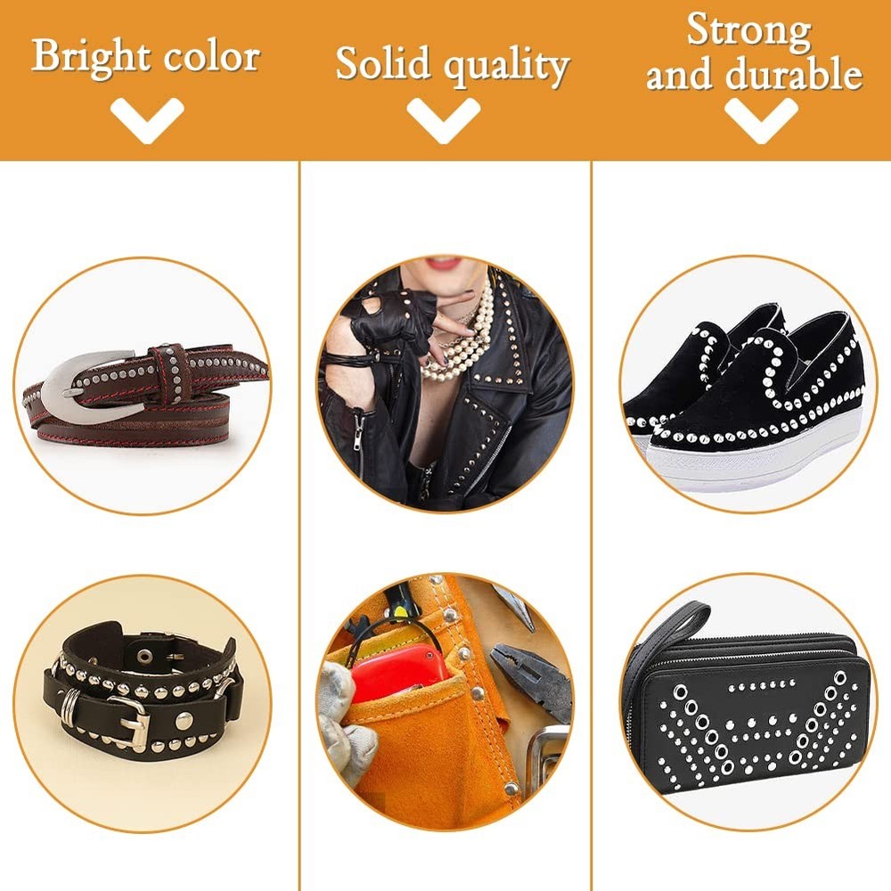 240 Sets Rivets for Leather, Leather Rivets 3 Sizes Leather Double Cap Rivets...