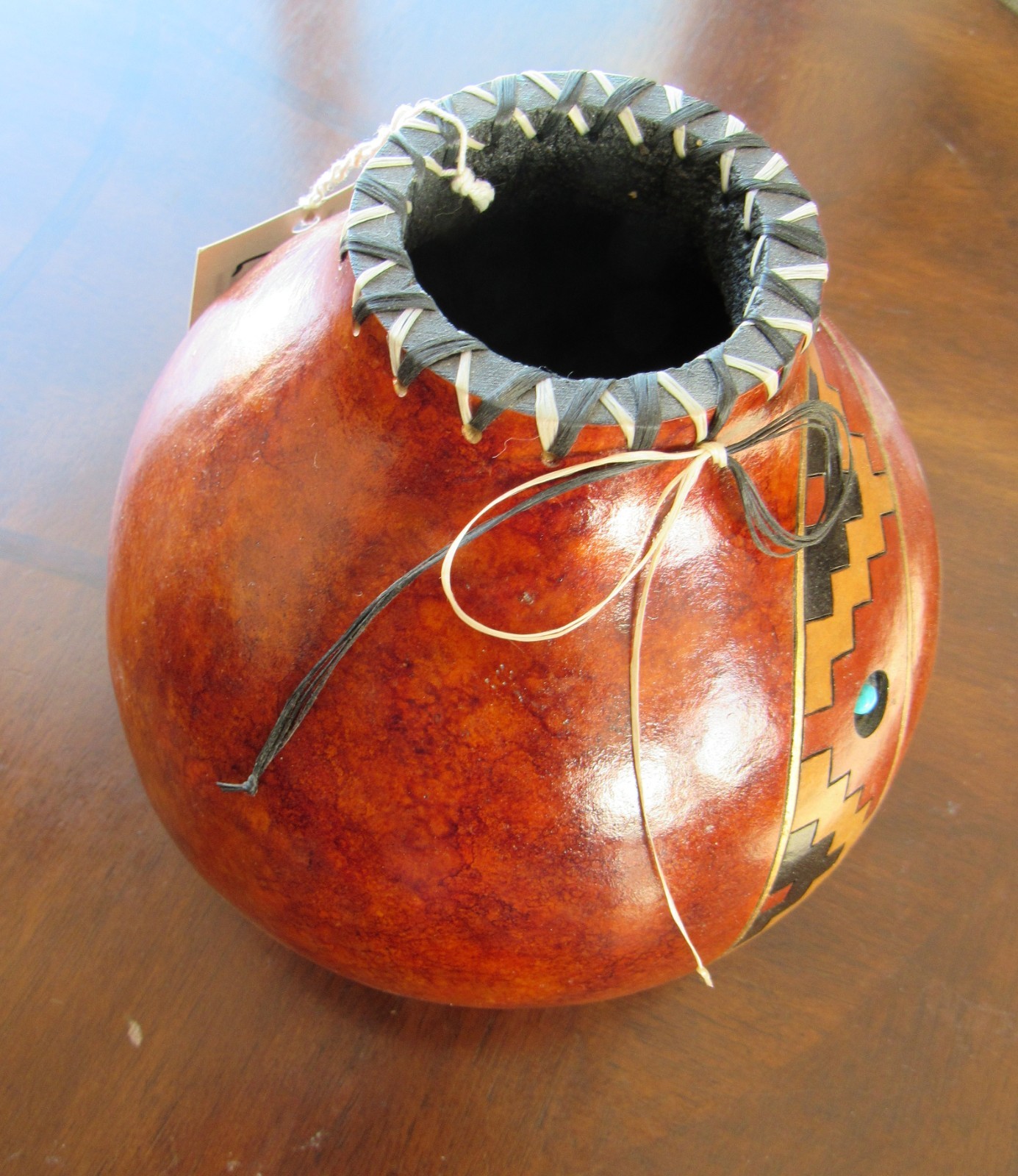 Gourd Art Southwestern Home Decor Handmade by Karen Matheke/Turquoise.