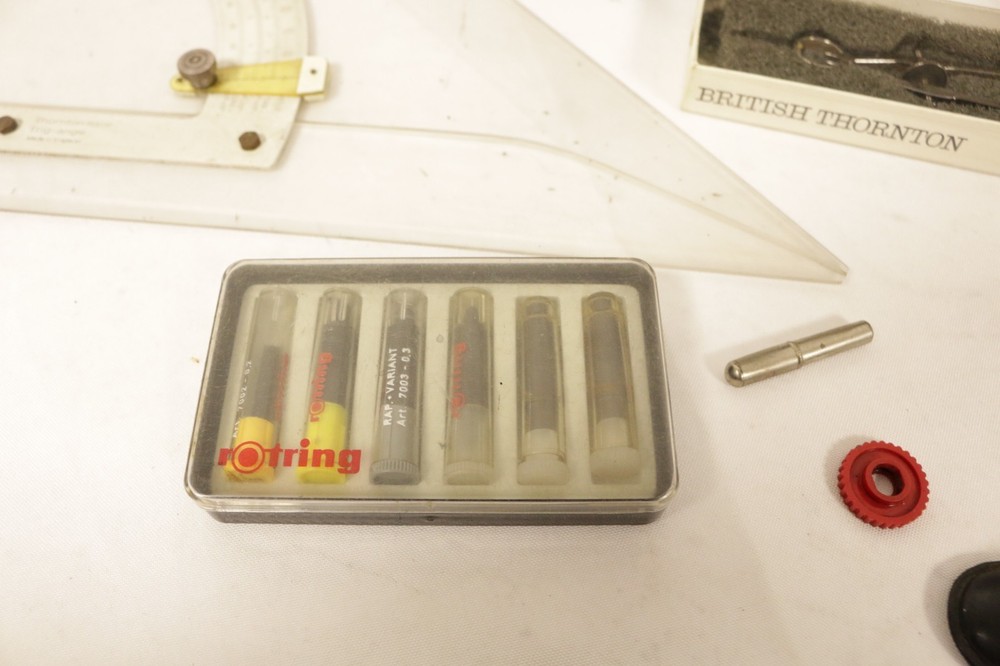 British Thornton Adjustable Set Squares Drafting Compass Rotring Tech Drawing