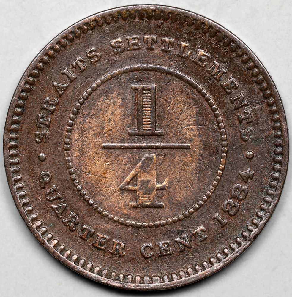 1884 Straits Settlements 1/4 Cent