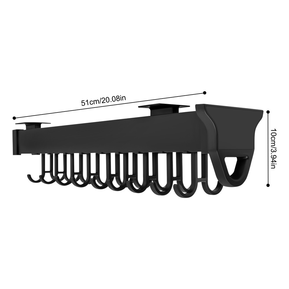 Pull-out Storage Rack Multifunctional Kitchen Organizer Hanging Pot Rack Black