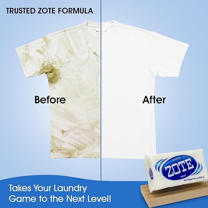 12X Zote Pink Laundry Soap Hand Wash Soap for Stains 200g 7 Oz Zote Bar Jabon