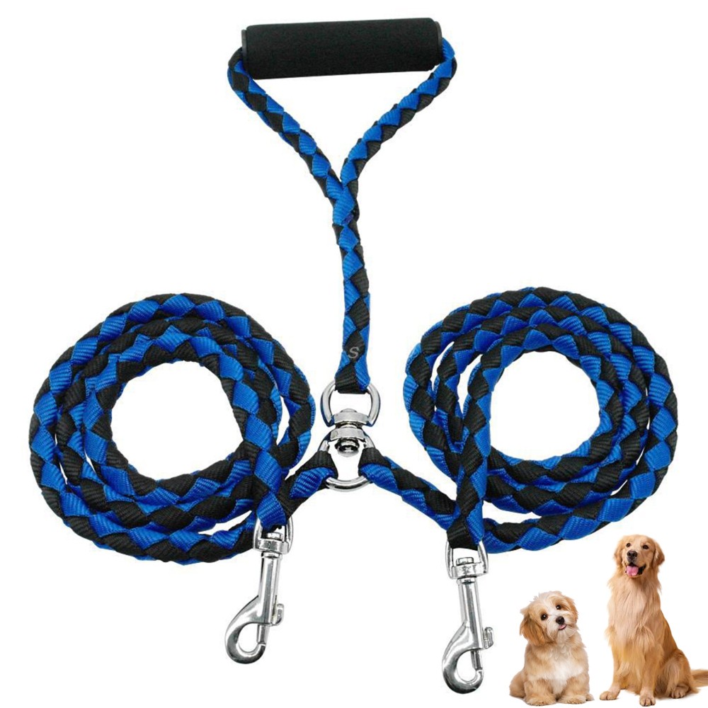 Double Dog Lead Dual Two Way Tangles Free Coupler Split Bungee Leash US