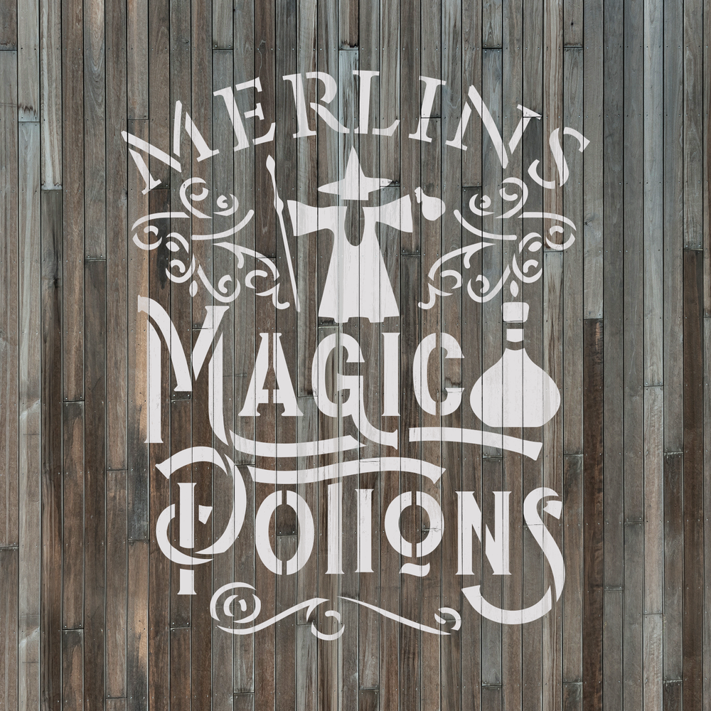 Merlins Magic Shop Stencil - Reusable Stencils for DIY Projects