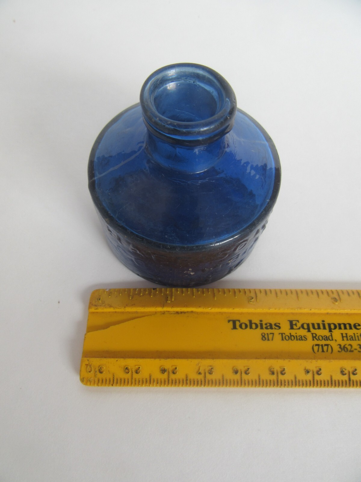 RARE Antique 1850's Harrison's Columbian Ink Cobalt Inkwell Bottle, Pontil