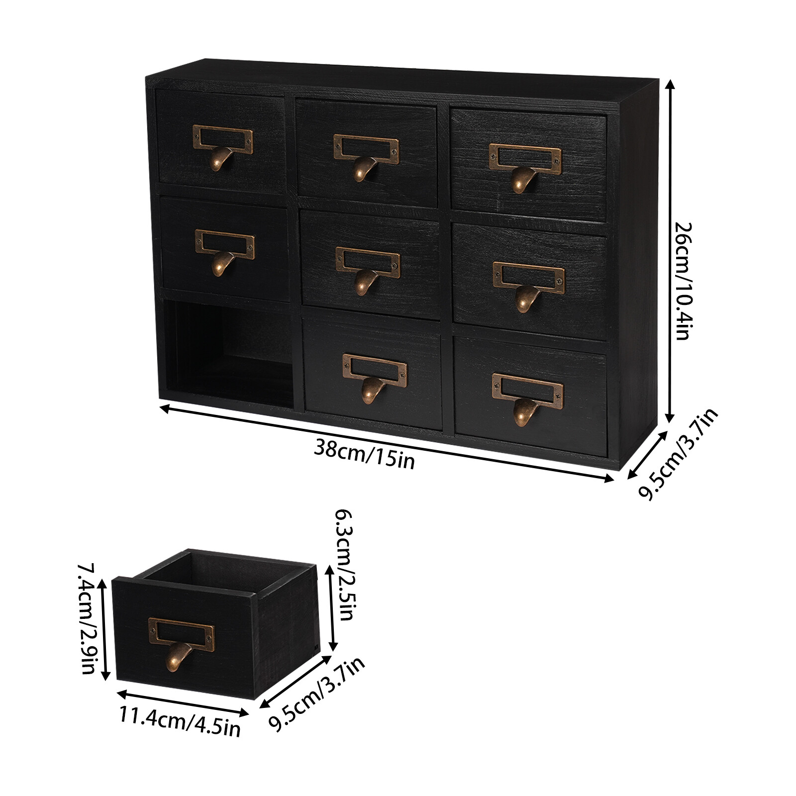 Apothecary Chest Cabinet, Wooden Medicine Drawer Organizer Box With 9 Drawer