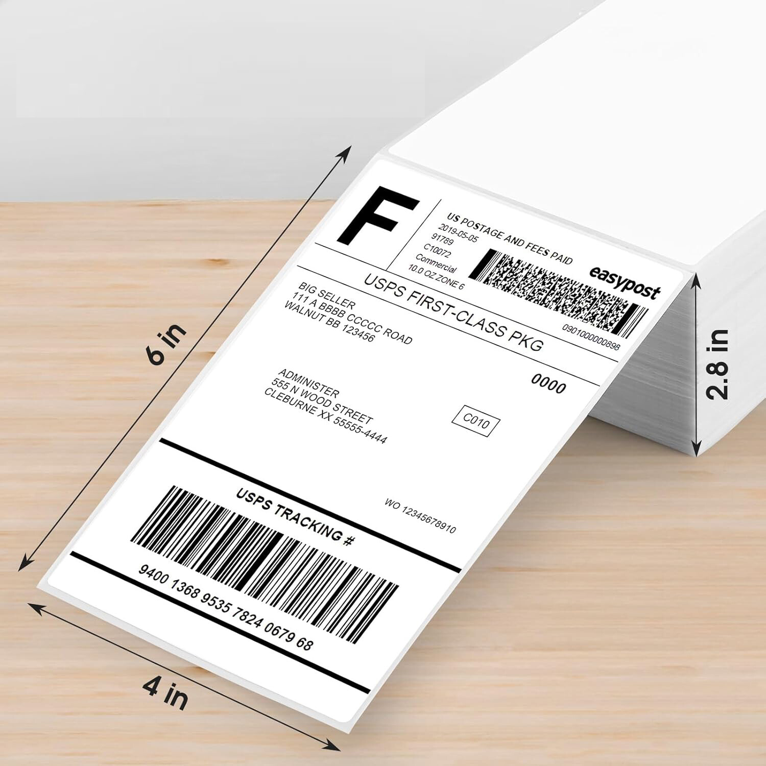 500/Stack 4x6 Fanfold Direct Thermal Shipping Labels Perforated Mailing Labels