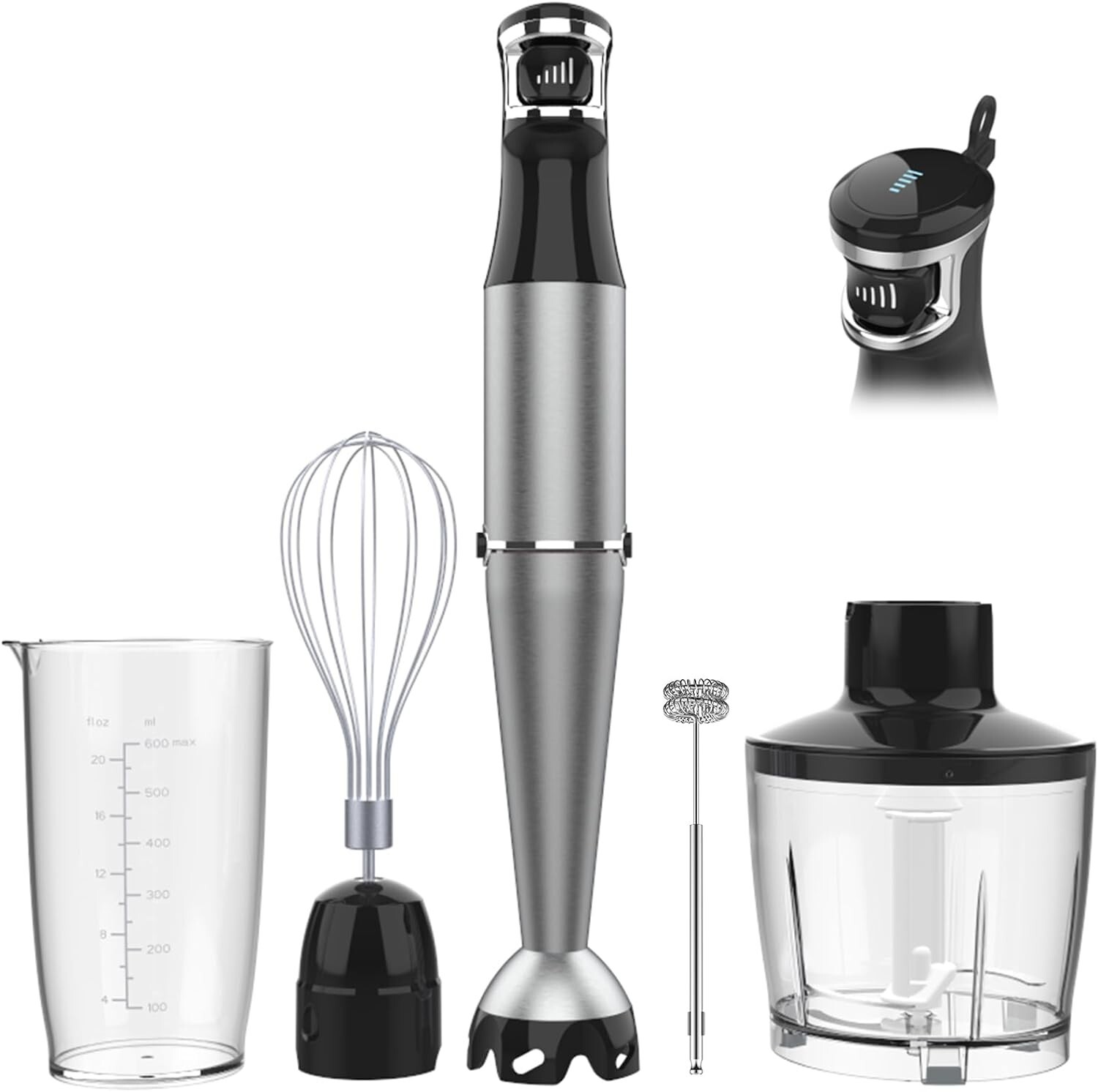 Variable Speed Immersion Blender with Whisk & Frother - Compact Kitchen Tool