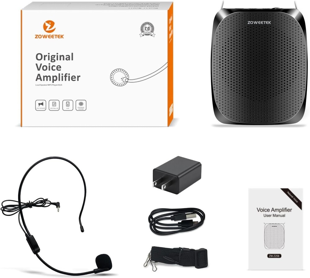 Portable Rechargeable Voice Amplifier with Wired Microphone