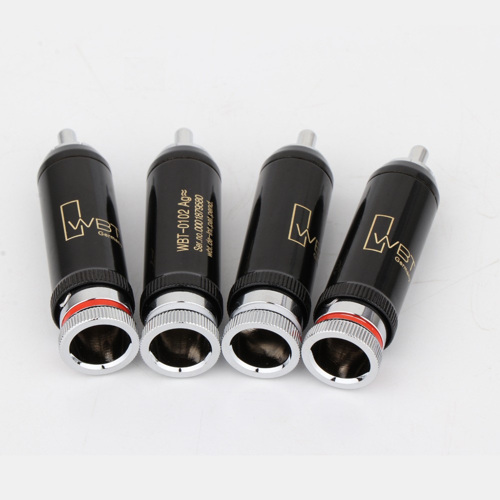 4Pcs Rhodium Plated WBT-0102 RCA Plug Terminal Socket Audio Interconnect Cable