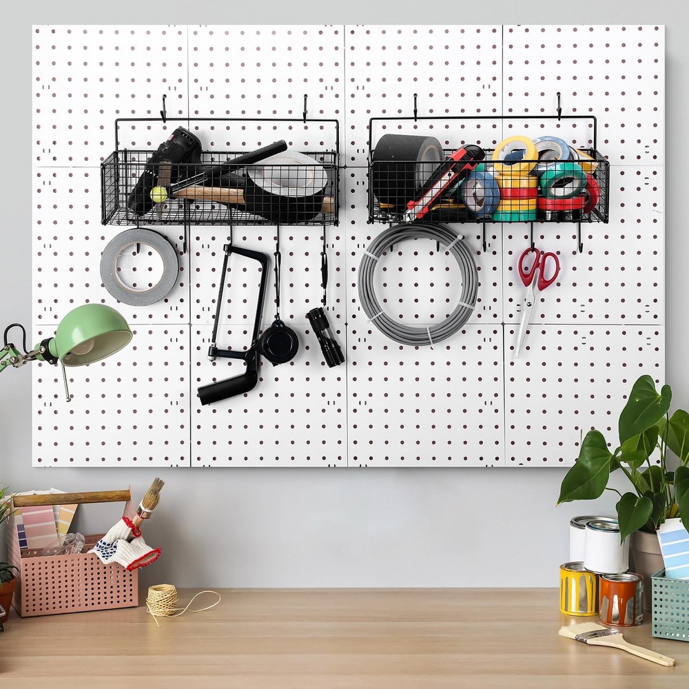 Shimeyao 2 Pcs Pegboard Accessories Set Including 2 Baskets black