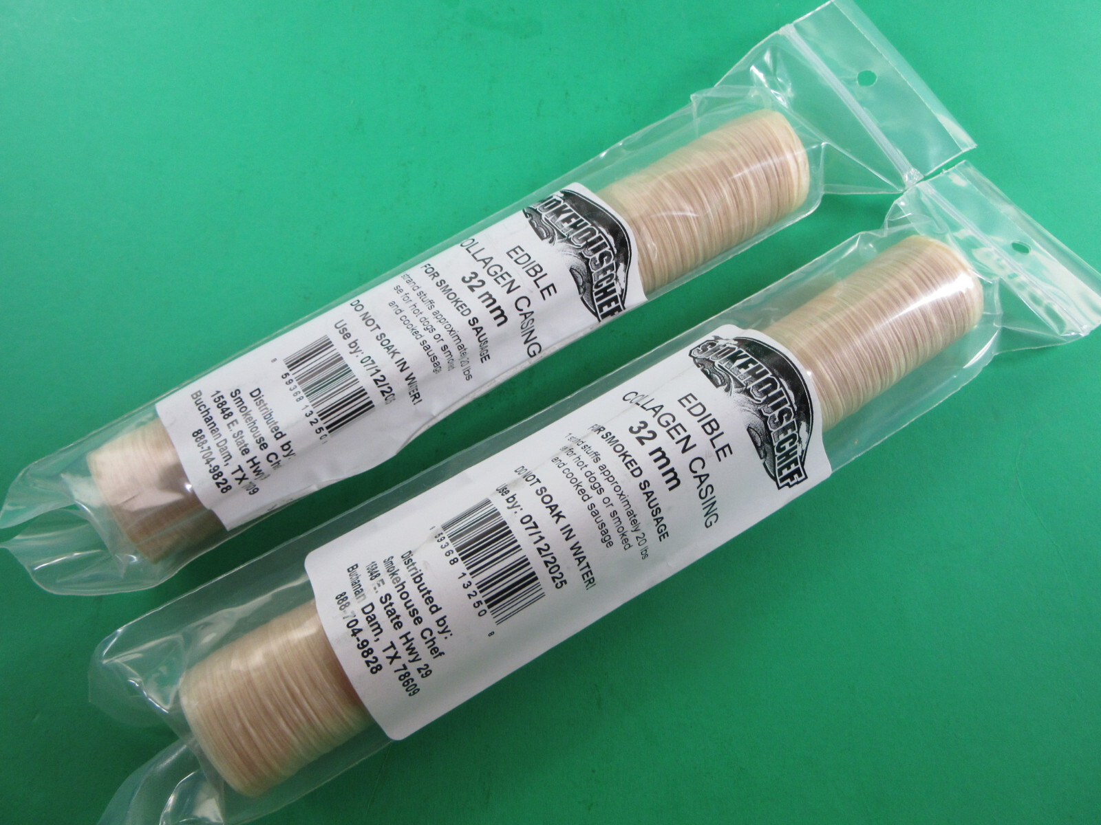 *EASY* to use Sausage Casings. 32 mm for 40 lbs of meat. Beef Collagen product