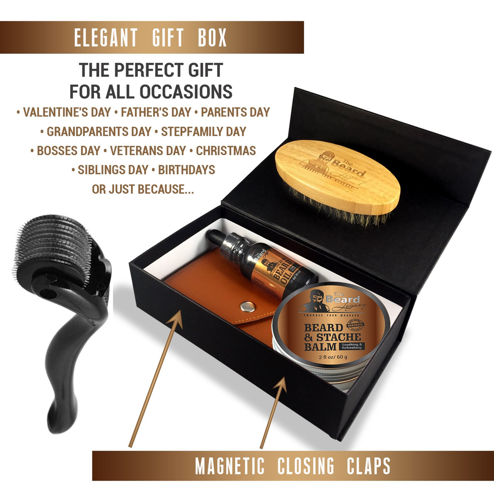 Beard Derma Roller - Beard Oil/Balm - Beard Growth - Beard Brush - Beard Comb