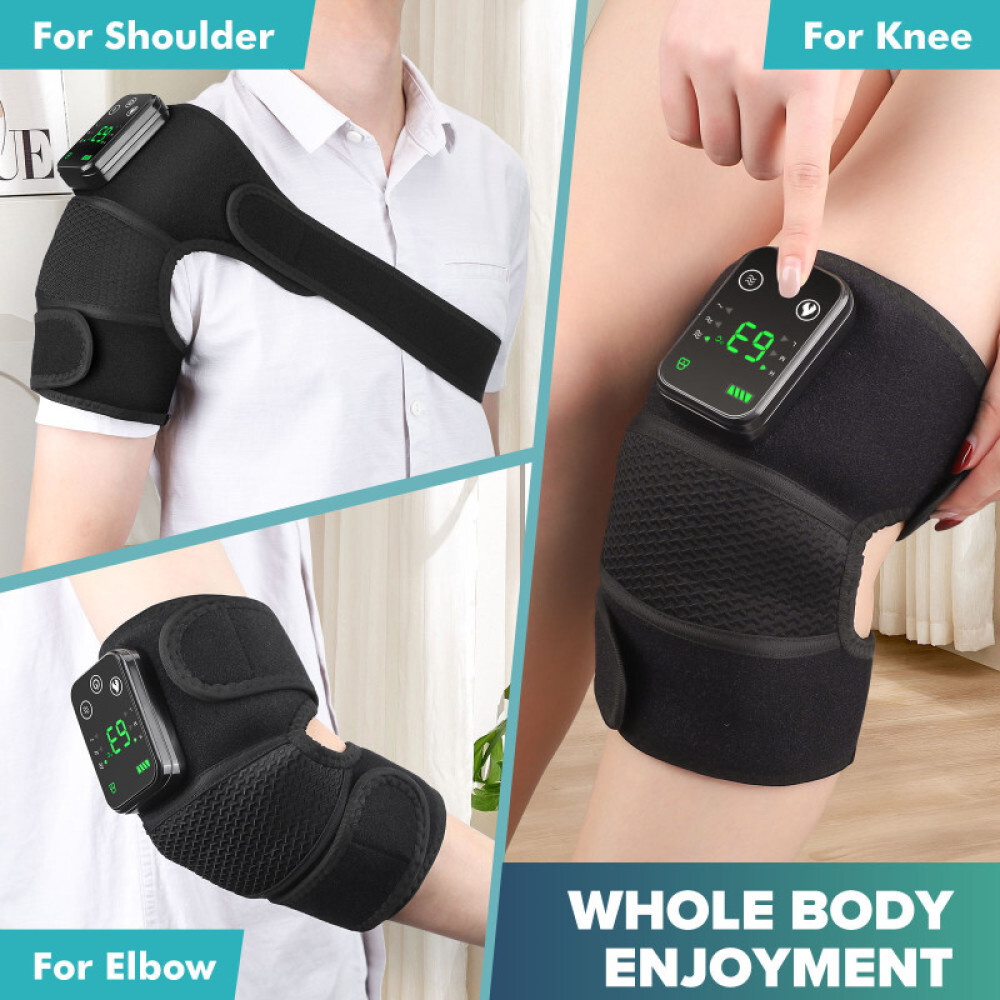 Cordless Heated Knee Massager with Vibration Heating Shoulder Brace Support Wrap