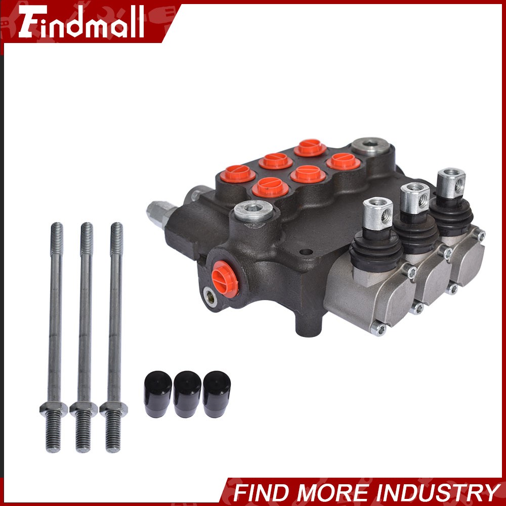 3 Spool 21 GPM Hydraulic Monoblock Double Acting Control Valve SAE Ports NEW