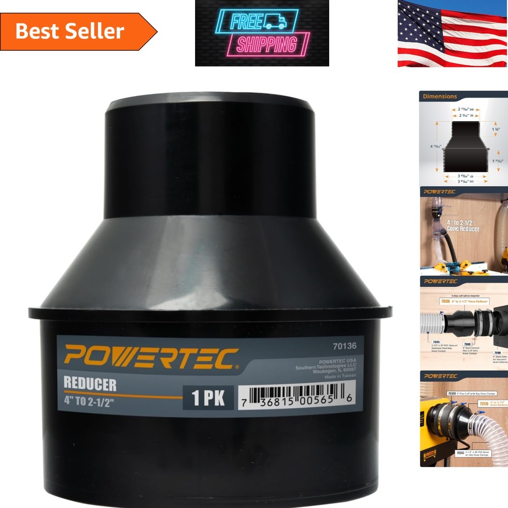 Versatile 4-Inch to 2.5-Inch Cone Reducer for Maximum Dust Collection Efficiency