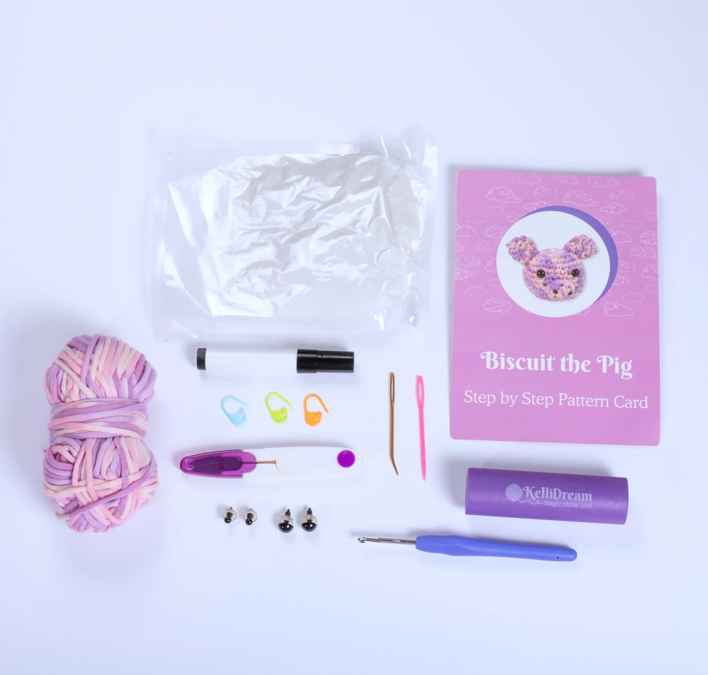 Learn to Crochet Kit Pig (Includes Purple Magic Circle Tool)