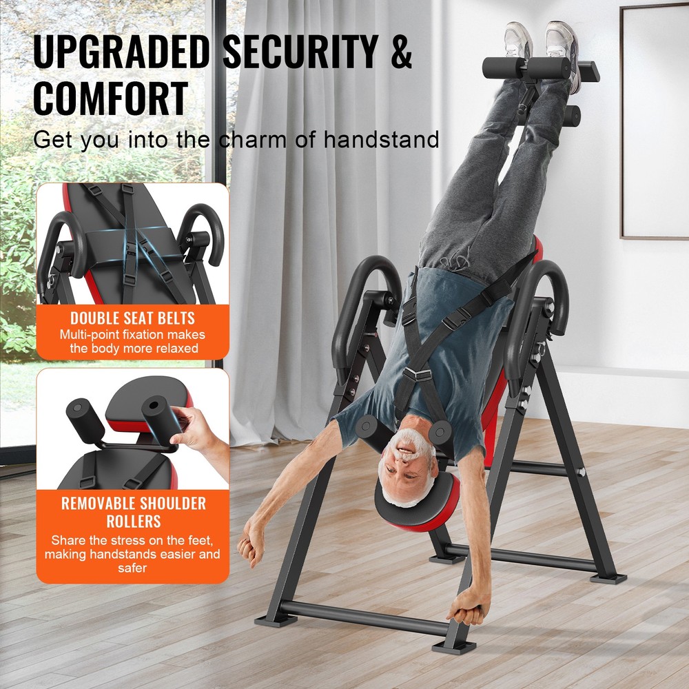 Folding Inversion Table for Back Stretching - Adjustable Height, 300 lb Capacity