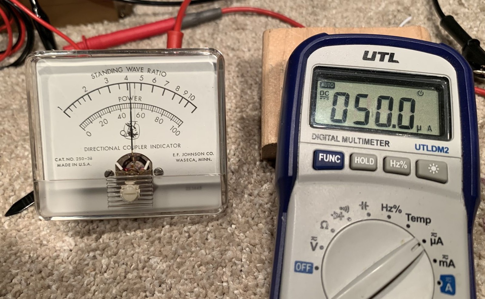 E. F. JOHNSON PANEL METER-SWR/STANDING WAVE RATIO-HAM-AMATEUR RADIO -VTG 76.8