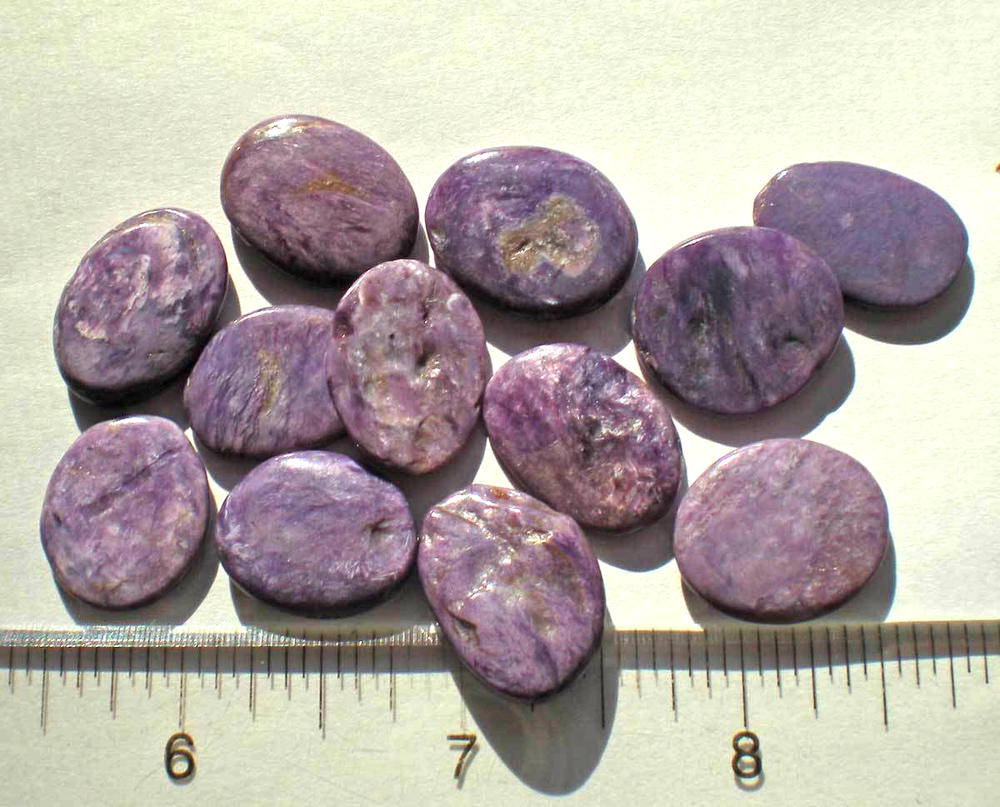 Charoite - 12 Small Flat Tumbled Stones rt560