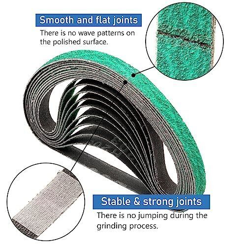 SATC 1/2 x 18 Premium Zirconia Sanding Belts,13*457mm 36,60,80,120 Grit, 10 Pack
