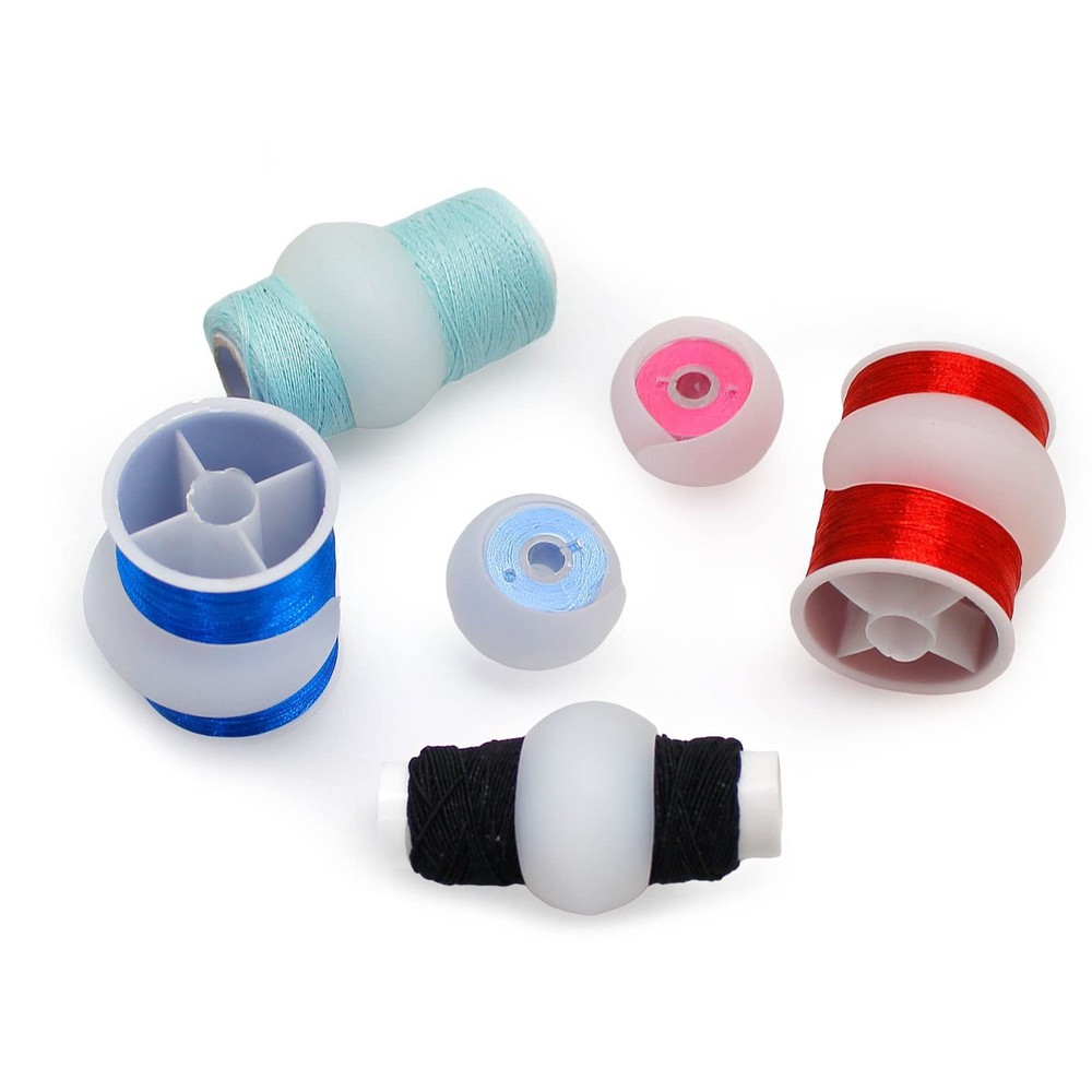 60 PCS Semi Clear Silicone Thread Spool Savers Huggers Bobbin Clips Holder