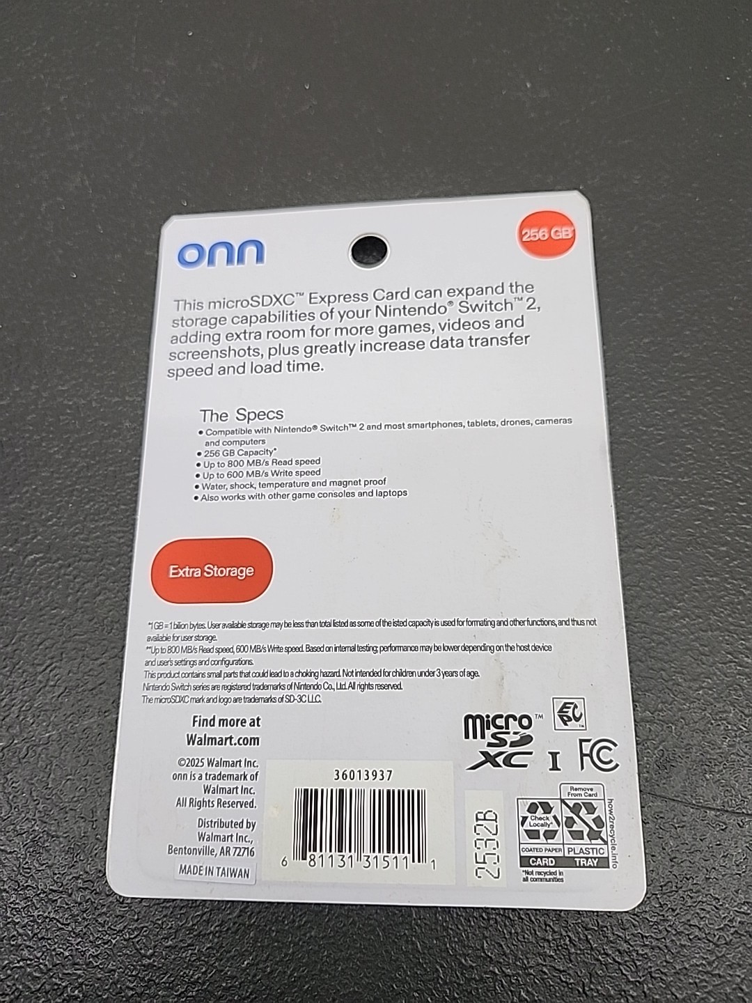 Onn 256GB Micro SDXC Express Card Compatible With Nintendo Switch 2 Brand New