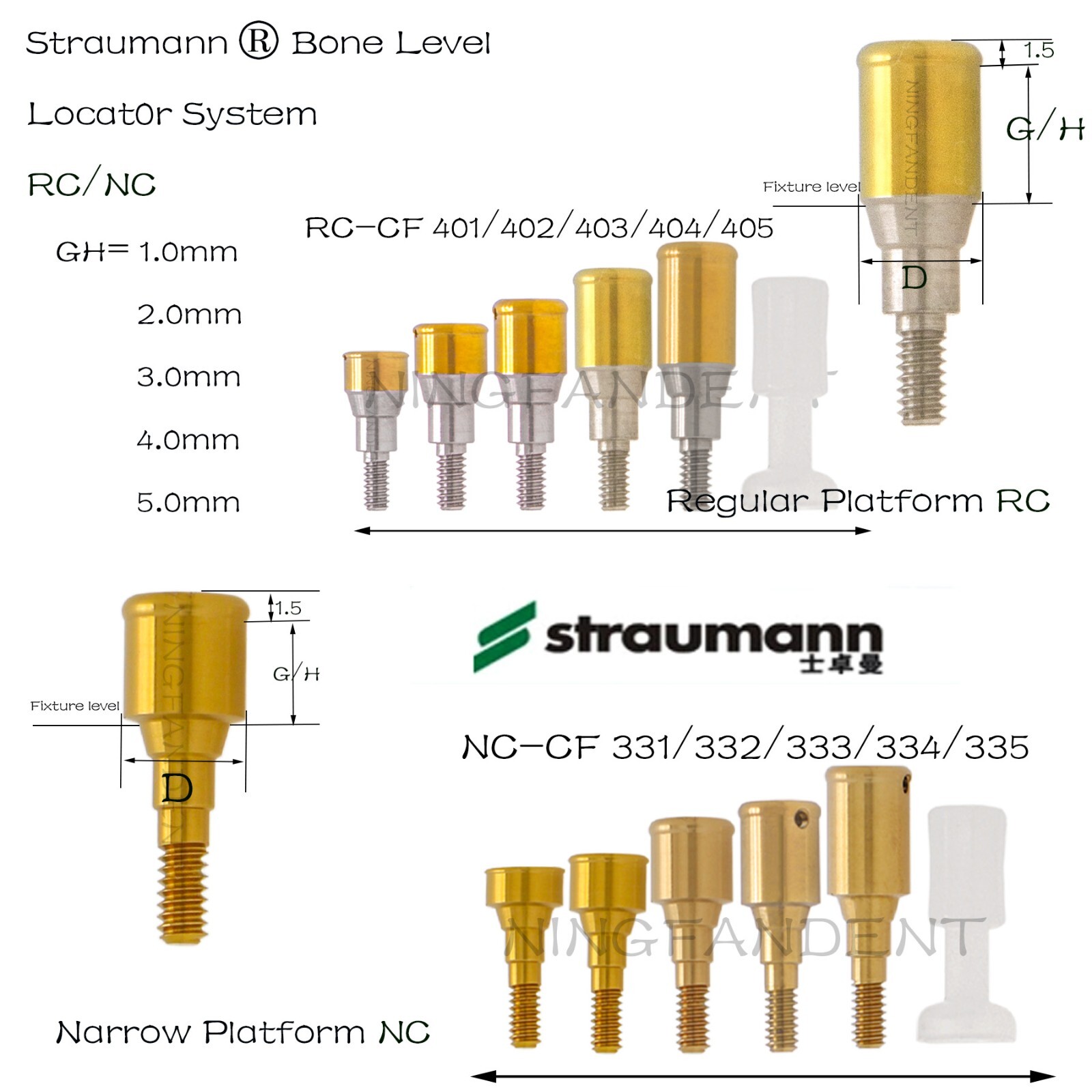 Implant Overdenture Abutment For Straumann NC/RC 1.0-5.0mm GH Locator System