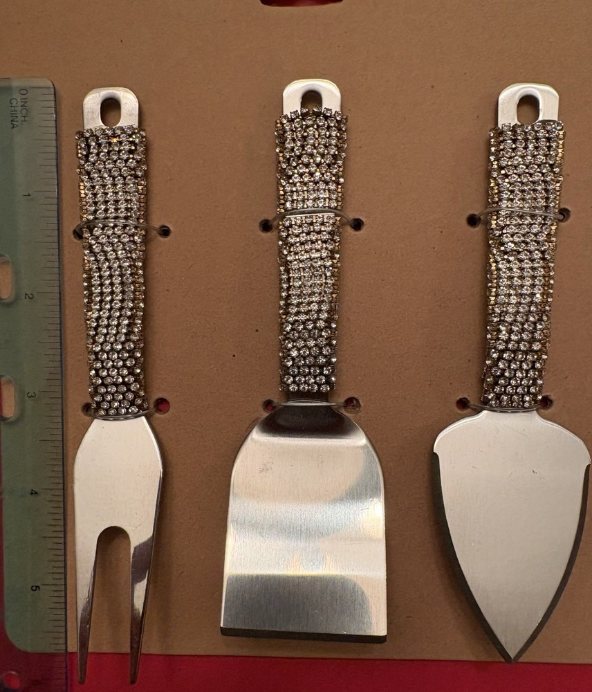 Cheeseboard Utensil Set with Rhinestone Handle