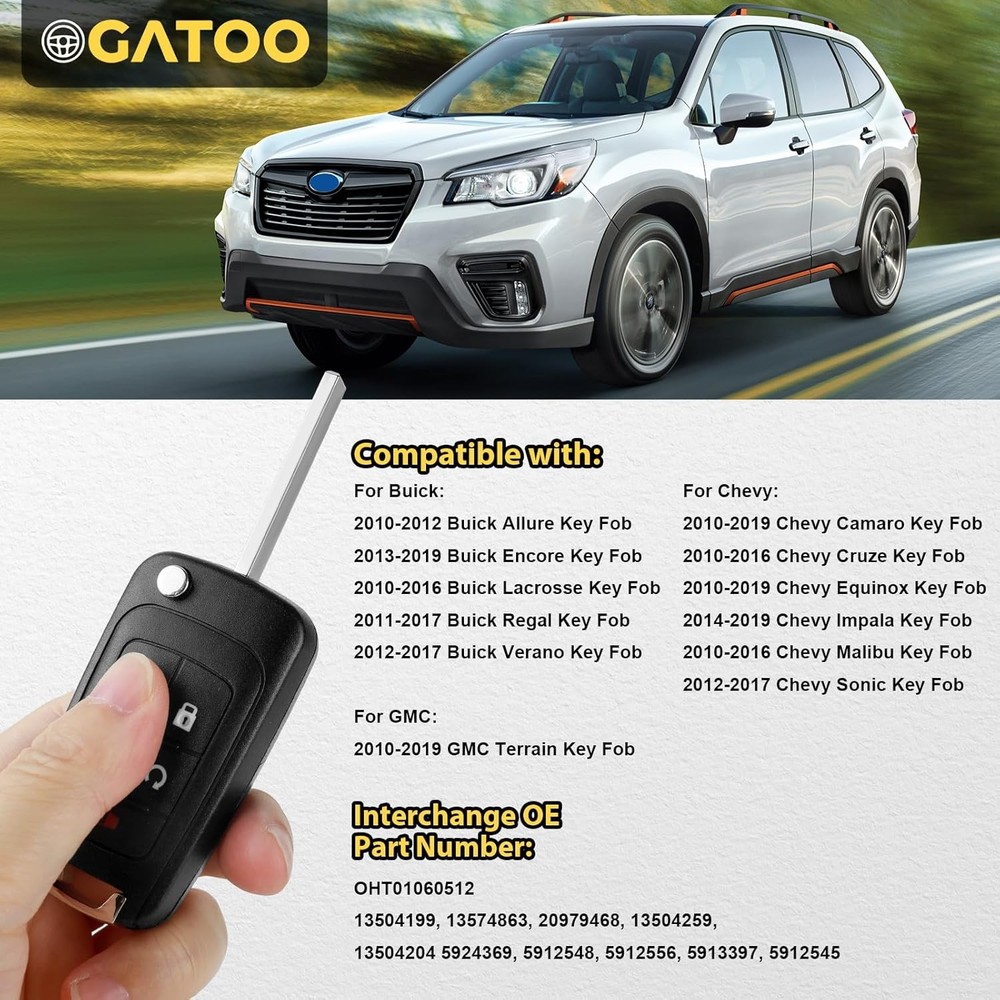 Flip Key Fob Replacement for Chevy GMC 2010-2019