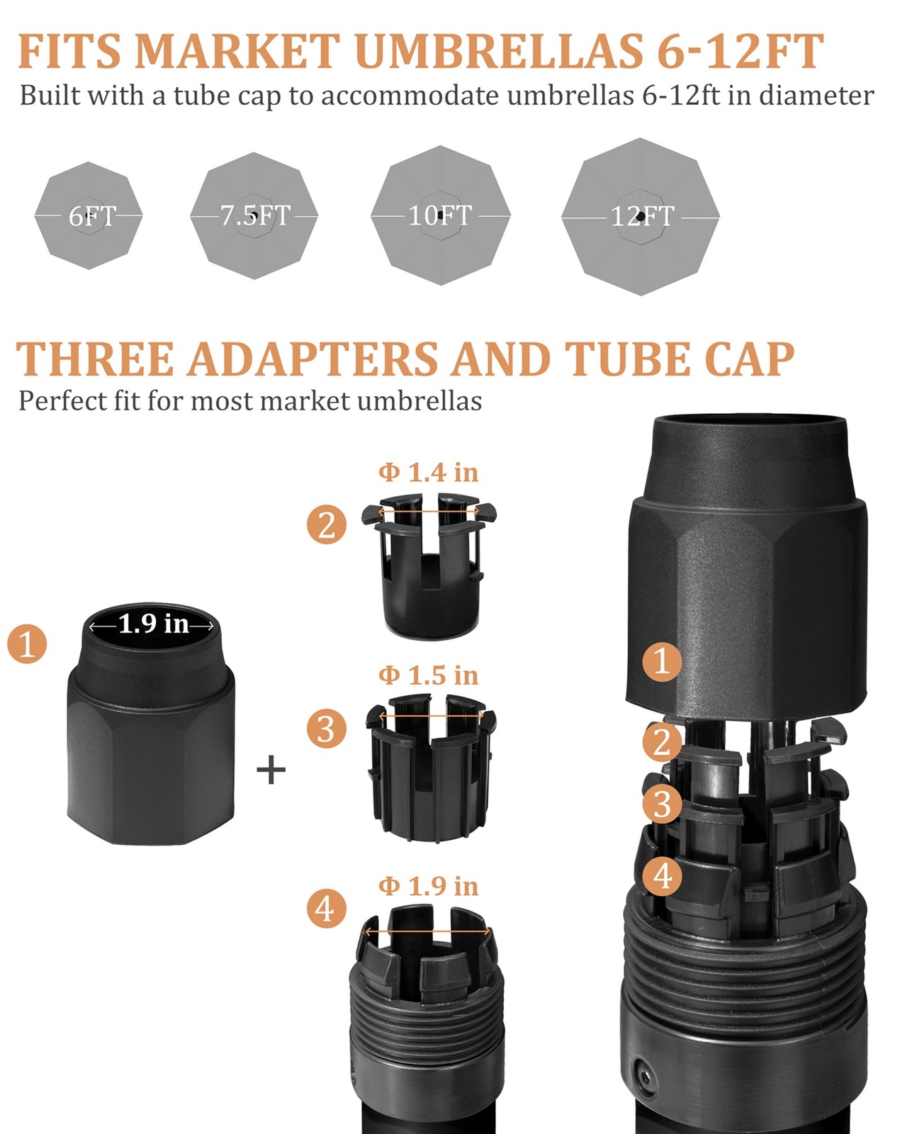 Patio Umbrella Base - Heavy Duty Outdoor Patio Market Umbrella Stand for Deck