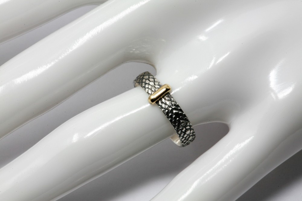 Outlander Celtic Style 925 Sterling Silver and Brass Band - Dragon Scale Pattern