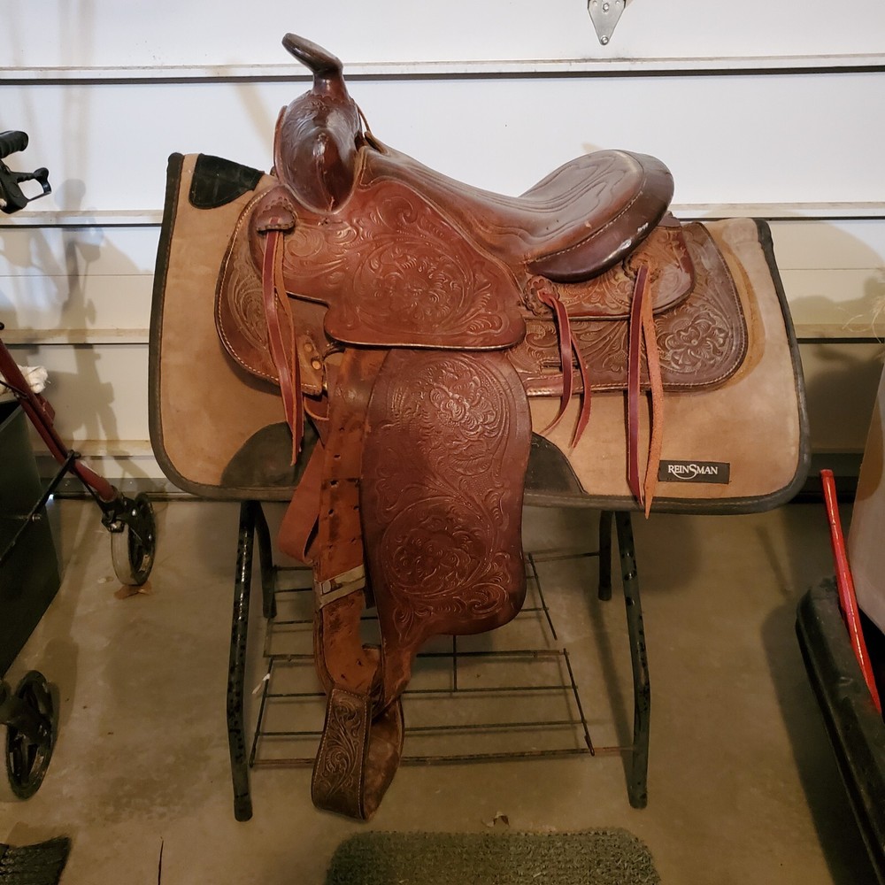 TOOLED WESTERN SADDLE, QUALITY MADE, 14", QH BARS
