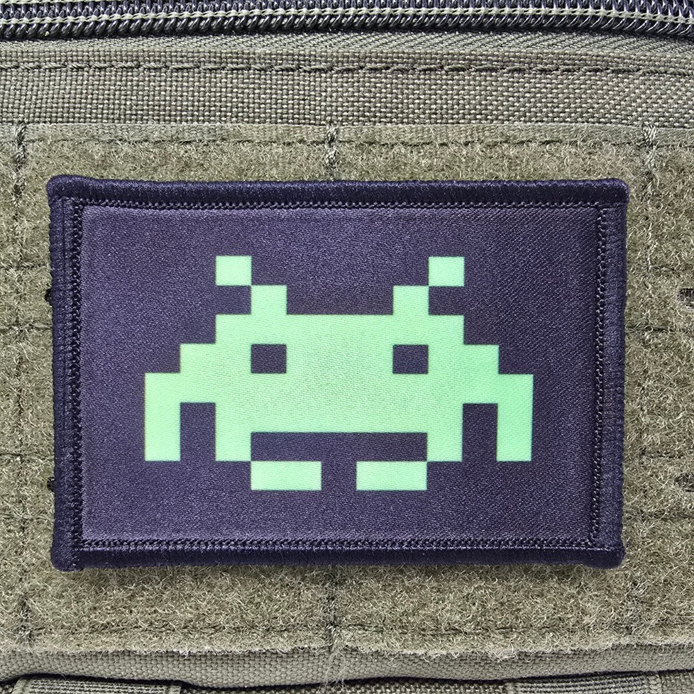 Space Invader Morale Patch Tactical Military Army USA Flag Hook & Loop 3x2
