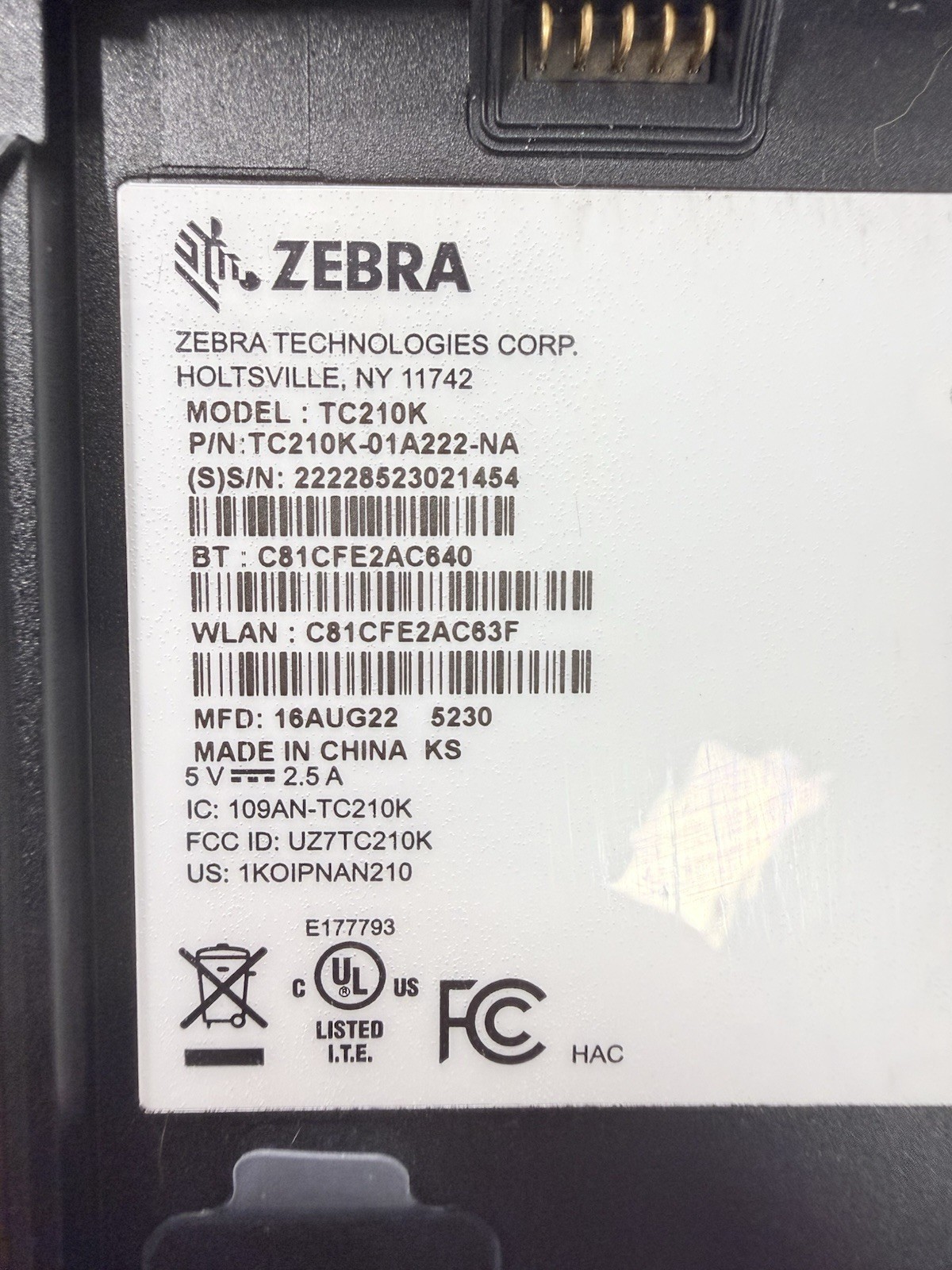 Zebra TC210K Touch Computer Barcode Scanner TC210K Android 14