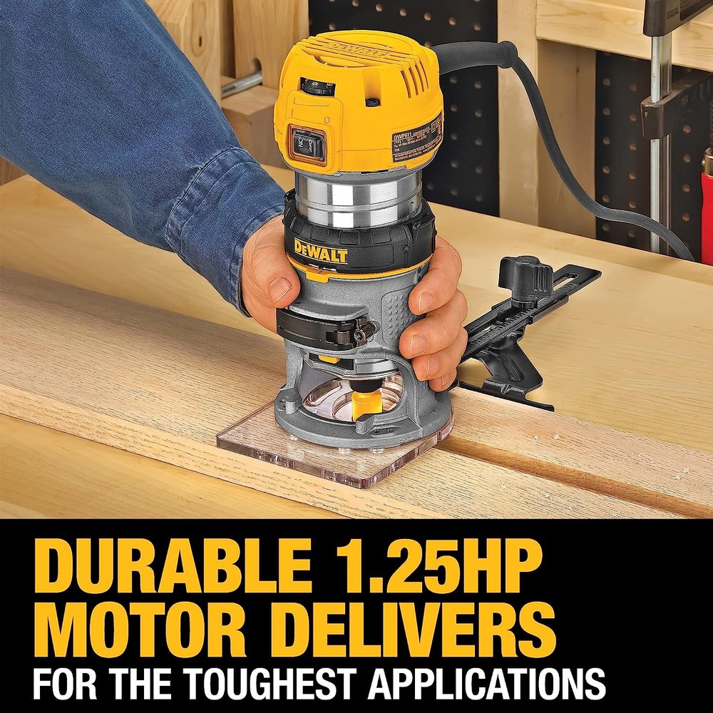 DEWALT Router, Fixed Base, 1-1/4 HP, 11-Amp,Variable Speed Trigger,Corded DWP611