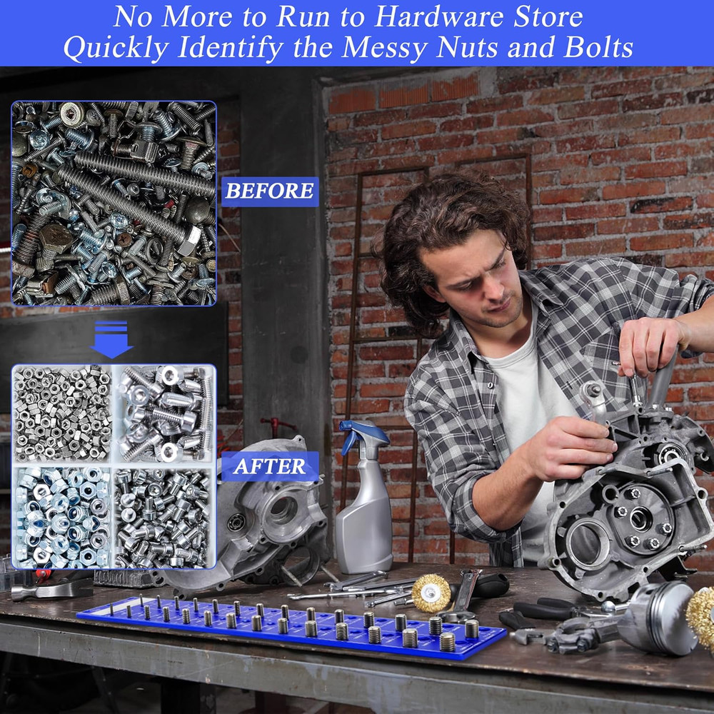 Thread Checker, 28 Nut and Bolt Thread Checker, 14 Metric & 14 Standard Sizes, B