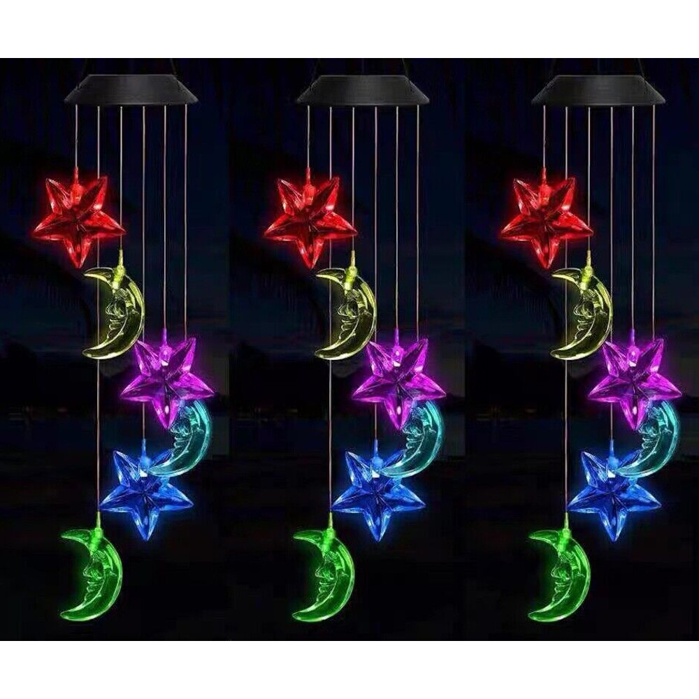Solar Wind Chime Lights LED Color Changing Hanging Lamp Bird Ball Garden Decor