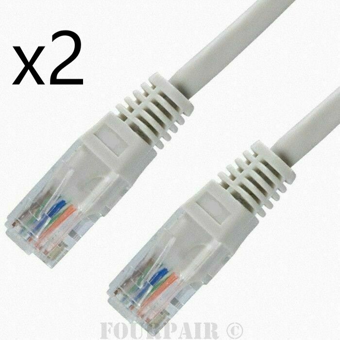 2 Pack Lot - 50ft CAT5e Ethernet Network LAN Router Patch Cable Cord Wire Gray